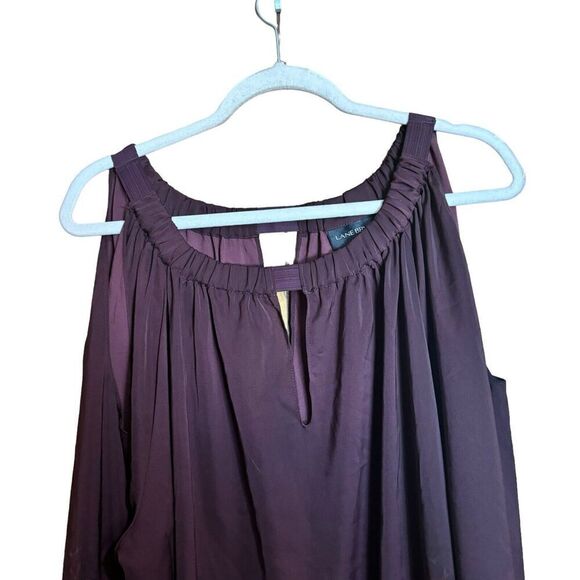 Lane Bryant Top Womens 18 20 Multicolor Boho Print Cold Shoulder Keyhole Blouse - Picture 2 of 7